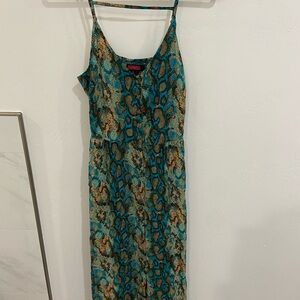 Chic Snake Print Maxi Dress in Blue and Brown